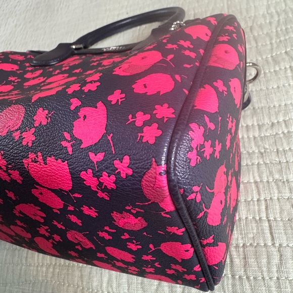 EUC-COACH Floral Mini Bennet Satchel Coated Cavas F55466 Handbag Pink Navy - Picture 12 of 16